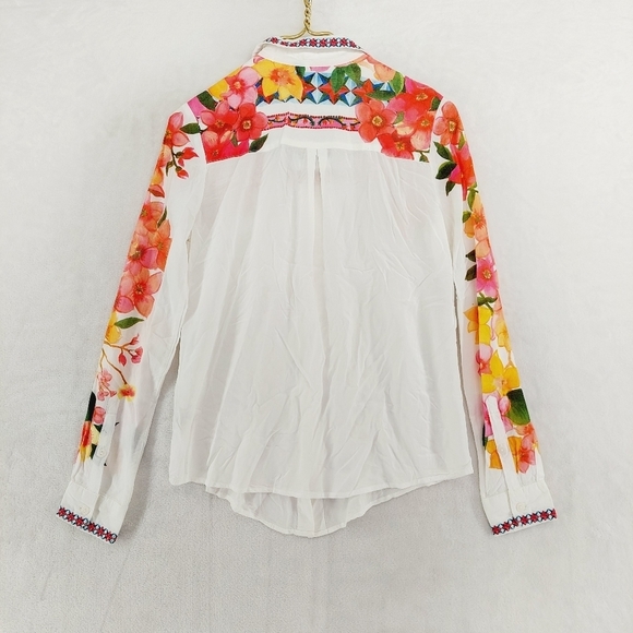 Desigual White Floral Laurene Summer Boho Shirt Blouse P6510 - Picture 5 of 9